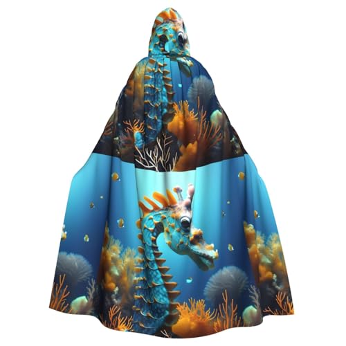 DLXW Renaissance Kapuzenumhang für Erwachsene, Polyester, viktorianische Capelle, mittelalterliches Hobbit, Halloween-Kostüm, blaues Seepferdchen DLXW Renaissance Kapuzenumhang für Erwachsene, Polyester, viktorianische Capelle, mittelalterliches Hobbit, Halloween-Kostüm, blaues Seepferdchen von DLXW