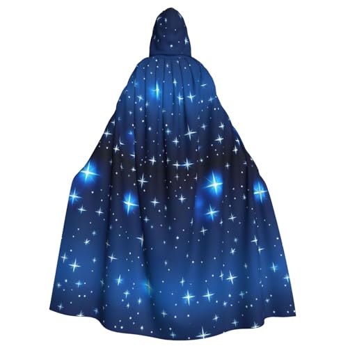 DLXW Renaissance Kapuzenumhang für Erwachsene, Polyester, viktorianische Capelle, mittelalterliches Hobbit, Halloween-Kostüm, blaues Sternmuster DLXW Renaissance Kapuzenumhang für Erwachsene, Polyester, viktorianische Capelle, mittelalterliches Hobbit, Halloween-Kostüm, blaues Sternmuster von DLXW