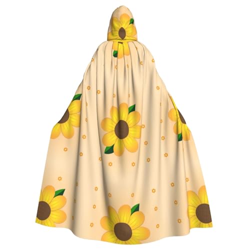 DLXW Renaissance Kapuzenumhang für Erwachsene, Polyester, viktorianische Capelle, mittelalterliches Hobbit, Halloween-Kostüm, goldene Sonnenblume von DLXW