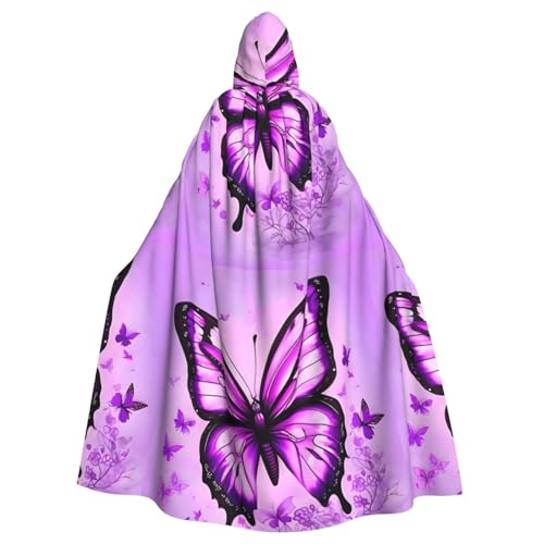 DLXW Renaissance Kapuzenumhang für Erwachsene, Polyester, viktorianische Capelle, mittelalterliches Hobbit, Halloween-Kostüm, violetter Schmetterling DLXW Renaissance Kapuzenumhang für Erwachsene, Polyester, viktorianische Capelle, mittelalterliches Hobbit, Halloween-Kostüm, violetter Schmetterling von DLXW