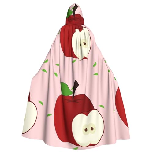 DLXW Renaissance-Umhang mit Kapuze für Erwachsene, Polyester, viktorianische Capelle, mittelalterliches Hobbit, Halloween-Kostüm, Cartoon, rote Früchte von DLXW