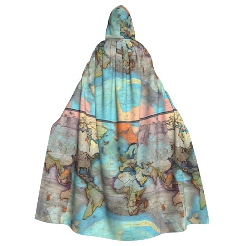 DLXW Renaissance-Umhang mit Kapuze für Erwachsene, Polyester, viktorianische Capelle, mittelalterliches Hobbit, Halloween-Kostüm, Cartoon-Weltkarte DLXW Renaissance-Umhang mit Kapuze für Erwachsene, Polyester, viktorianische Capelle, mittelalterliches Hobbit, Halloween-Kostüm, Cartoon-Weltkarte von DLXW