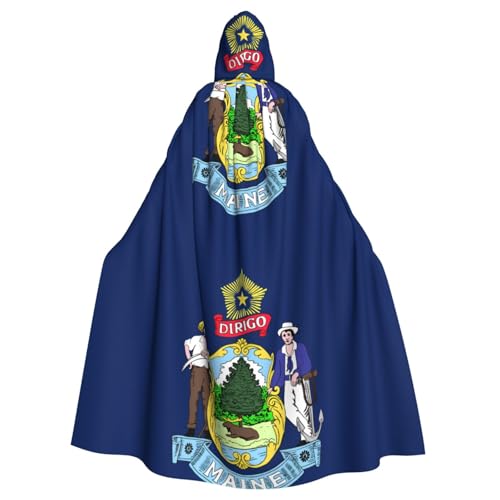 DLXW Renaissance-Umhang mit Kapuze für Erwachsene, Polyester, viktorianische Capelle, mittelalterliches Hobbit, Halloween-Kostüm, Flagge Maine DLXW Renaissance-Umhang mit Kapuze für Erwachsene, Polyester, viktorianische Capelle, mittelalterliches Hobbit, Halloween-Kostüm, Flagge Maine von DLXW