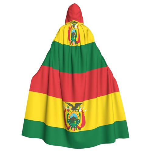 DLXW Renaissance-Umhang mit Kapuze für Erwachsene, Polyester, viktorianische Capelle, mittelalterliches Hobbit, Halloween-Kostüm, Flagge von Bolivien von DLXW