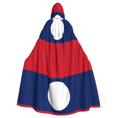 DLXW Renaissance-Umhang mit Kapuze für Erwachsene, Polyester, viktorianische Capelle, mittelalterliches Hobbit, Halloween-Kostüm, Flagge von Laos DLXW Renaissance-Umhang mit Kapuze für Erwachsene, Polyester, viktorianische Capelle, mittelalterliches Hobbit, Halloween-Kostüm, Flagge von Laos von DLXW