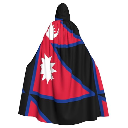 DLXW Renaissance-Umhang mit Kapuze für Erwachsene, Polyester, viktorianische Capelle, mittelalterliches Hobbit, Halloween-Kostüm, Flagge von Nepal DLXW Renaissance-Umhang mit Kapuze für Erwachsene, Polyester, viktorianische Capelle, mittelalterliches Hobbit, Halloween-Kostüm, Flagge von Nepal von DLXW