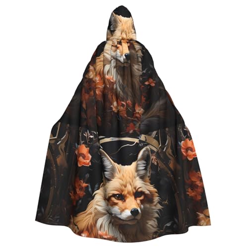 DLXW Renaissance-Umhang mit Kapuze für Erwachsene, Polyester, viktorianische Capelle, mittelalterliches Hobbit, Halloween-Kostüm, Fuchs und Blumen DLXW Renaissance-Umhang mit Kapuze für Erwachsene, Polyester, viktorianische Capelle, mittelalterliches Hobbit, Halloween-Kostüm, Fuchs und Blumen von DLXW