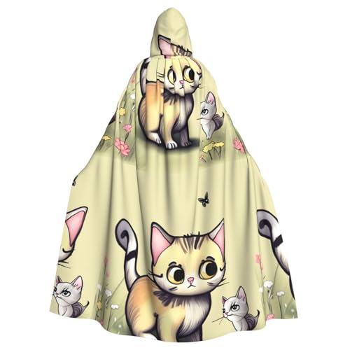 DLXW Renaissance-Umhang mit Kapuze für Erwachsene, Polyester, viktorianische Capelle, mittelalterliches Hobbit, Halloween-Kostüm, Katze und Schmetterling DLXW Renaissance-Umhang mit Kapuze für Erwachsene, Polyester, viktorianische Capelle, mittelalterliches Hobbit, Halloween-Kostüm, Katze und Schmetterling von DLXW