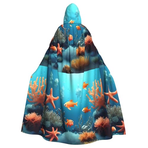 DLXW Renaissance-Umhang mit Kapuze für Erwachsene, Polyester, viktorianische Capelle, mittelalterliches Hobbit, Halloween-Kostüm, Korallenfisch, Unterwasser DLXW Renaissance-Umhang mit Kapuze für Erwachsene, Polyester, viktorianische Capelle, mittelalterliches Hobbit, Halloween-Kostüm, Korallenfisch, Unterwasser von DLXW