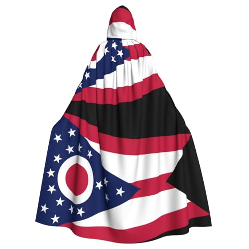 DLXW Renaissance-Umhang mit Kapuze für Erwachsene, Polyester, viktorianische Capelle, mittelalterliches Hobbit, Halloween-Kostüm, Ohio-Staatsflagge DLXW Renaissance-Umhang mit Kapuze für Erwachsene, Polyester, viktorianische Capelle, mittelalterliches Hobbit, Halloween-Kostüm, Ohio-Staatsflagge von DLXW