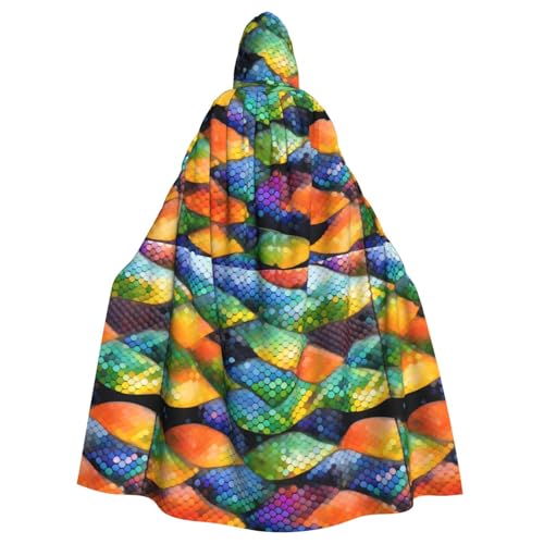 DLXW Renaissance-Umhang mit Kapuze für Erwachsene, Polyester, viktorianische Capelle, mittelalterliches Hobbit, Halloween-Kostüm, Regenbogenfischschuppe DLXW Renaissance-Umhang mit Kapuze für Erwachsene, Polyester, viktorianische Capelle, mittelalterliches Hobbit, Halloween-Kostüm, Regenbogenfischschuppe von DLXW