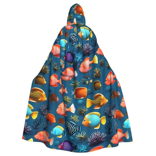 DLXW Renaissance-Umhang mit Kapuze für Erwachsene, Polyester, viktorianische Capelle, mittelalterliches Hobbit, Halloween-Kostüm, U-Boot, Rifffisch DLXW Renaissance-Umhang mit Kapuze für Erwachsene, Polyester, viktorianische Capelle, mittelalterliches Hobbit, Halloween-Kostüm, U-Boot, Rifffisch von DLXW