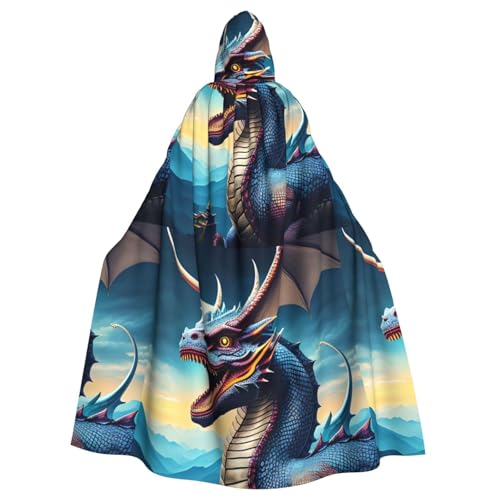 DLXW Renaissance-Umhang mit Kapuze für Erwachsene, Polyester, viktorianische Capelle, mittelalterliches Hobbit, Halloween-Kostüm, brüllender Drache DLXW Renaissance-Umhang mit Kapuze für Erwachsene, Polyester, viktorianische Capelle, mittelalterliches Hobbit, Halloween-Kostüm, brüllender Drache von DLXW