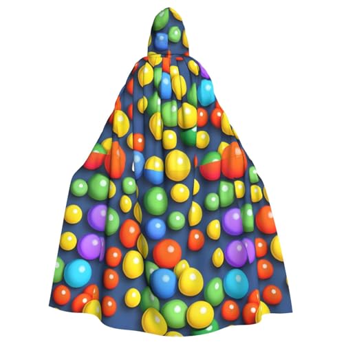 DLXW Renaissance-Umhang mit Kapuze für Erwachsene, Polyester, viktorianische Capelle, mittelalterliches Hobbit, Halloween-Kostüm, bunte Bälle DLXW Renaissance-Umhang mit Kapuze für Erwachsene, Polyester, viktorianische Capelle, mittelalterliches Hobbit, Halloween-Kostüm, bunte Bälle von DLXW