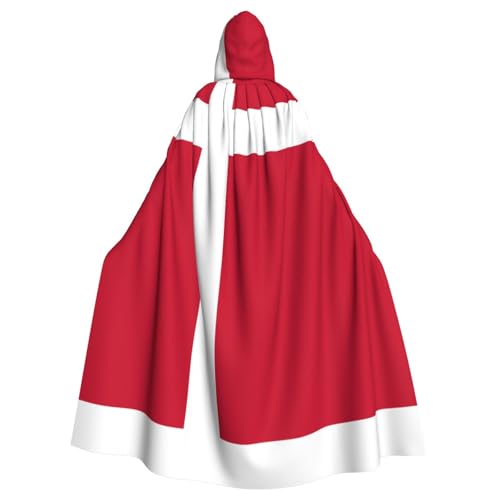 DLXW Renaissance-Umhang mit Kapuze für Erwachsene, Polyester, viktorianische Capelle, mittelalterliches Hobbit, Halloween-Kostüm, dänische Flagge von DLXW