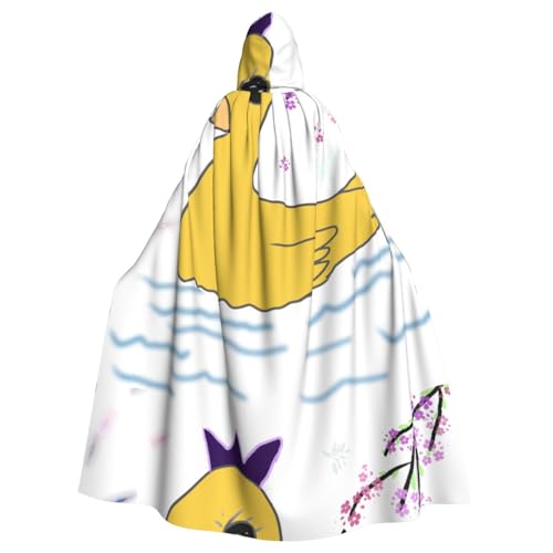DLXW Renaissance-Umhang mit Kapuze für Erwachsene, Polyester, viktorianische Capelle, mittelalterliches Hobbit, Halloween-Kostüm, kleine gelbe Ente DLXW Renaissance-Umhang mit Kapuze für Erwachsene, Polyester, viktorianische Capelle, mittelalterliches Hobbit, Halloween-Kostüm, kleine gelbe Ente von DLXW