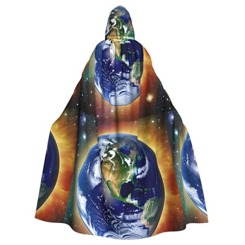 DLXW Renaissance-Umhang mit Kapuze für Erwachsene, Polyester, viktorianische Capelle, mittelalterliches Hobbit, Halloween-Kostüm, kosmische Erde DLXW Renaissance-Umhang mit Kapuze für Erwachsene, Polyester, viktorianische Capelle, mittelalterliches Hobbit, Halloween-Kostüm, kosmische Erde von DLXW
