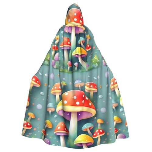 DLXW Renaissance-Umhang mit Kapuze für Erwachsene, Polyester, viktorianische Capelle, mittelalterliches Hobbit, Halloween-Kostüm, niedliche farbige Pilze DLXW Renaissance-Umhang mit Kapuze für Erwachsene, Polyester, viktorianische Capelle, mittelalterliches Hobbit, Halloween-Kostüm, niedliche farbige Pilze von DLXW