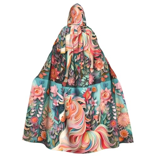 DLXW Renaissance-Umhang mit Kapuze für Erwachsene, Polyester, viktorianische Capelle, mittelalterliches Hobbit, Halloween-Kostüm, rosa Papierschnitt, Einhorn DLXW Renaissance-Umhang mit Kapuze für Erwachsene, Polyester, viktorianische Capelle, mittelalterliches Hobbit, Halloween-Kostüm, rosa Papierschnitt, Einhorn von DLXW