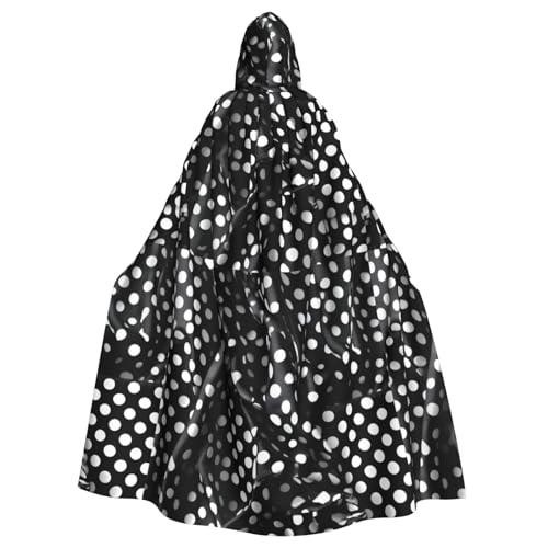 DLXW Renaissance-Umhang mit Kapuze für Erwachsene, Polyester, viktorianische Capelle, mittelalterliches Hobbit, Halloween-Kostüm, schwarz-weiß, gewellte Punkte DLXW Renaissance-Umhang mit Kapuze für Erwachsene, Polyester, viktorianische Capelle, mittelalterliches Hobbit, Halloween-Kostüm, schwarz-weiß, gewellte Punkte von DLXW
