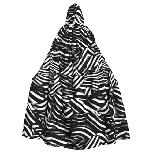 DLXW Renaissance-Umhang mit Kapuze für Erwachsene, Polyester, viktorianische Capelle, mittelalterliches Hobbit, Halloween-Kostüm, schwarz-weiße Linien DLXW Renaissance-Umhang mit Kapuze für Erwachsene, Polyester, viktorianische Capelle, mittelalterliches Hobbit, Halloween-Kostüm, schwarz-weiße Linien von DLXW