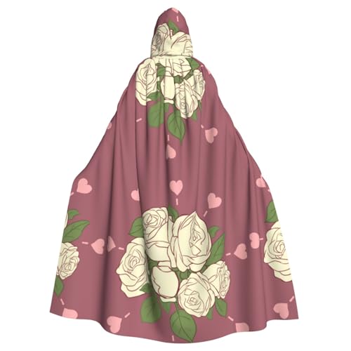 DLXW Renaissance-Umhang mit Kapuze für Erwachsene, Polyester, viktorianische Capelle, mittelalterliches Hobbit, Halloween-Kostüm, weiße Rose der Liebe DLXW Renaissance-Umhang mit Kapuze für Erwachsene, Polyester, viktorianische Capelle, mittelalterliches Hobbit, Halloween-Kostüm, weiße Rose der Liebe von DLXW