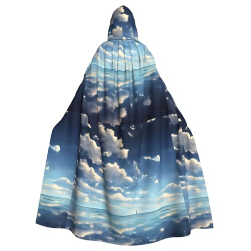 DLXW Renaissance-Umhang mit Kapuze für Erwachsene, Polyester, viktorianische Capelle, mittelalterliches Hobbit, Halloween-Kostüm, weiße Wolken über dem Meer DLXW Renaissance-Umhang mit Kapuze für Erwachsene, Polyester, viktorianische Capelle, mittelalterliches Hobbit, Halloween-Kostüm, weiße Wolken über dem Meer von DLXW