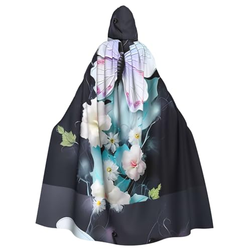 DLXW Renaissance-Umhang mit Kapuze für Erwachsene, Polyester, viktorianische Capelle, mittelalterliches Hobbit, Halloween-Kostüm, weißer Schmetterling DLXW Renaissance-Umhang mit Kapuze für Erwachsene, Polyester, viktorianische Capelle, mittelalterliches Hobbit, Halloween-Kostüm, weißer Schmetterling von DLXW