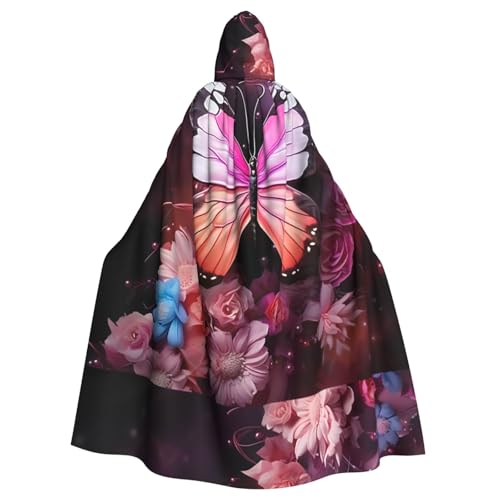 DLXW Schmetterlinge und Blumen Kapuzenumhang für Damen und Herren von DLXW