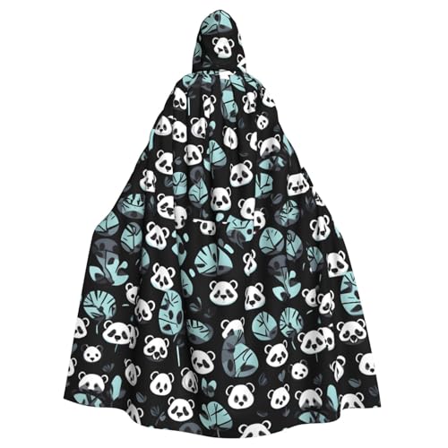 DLXW Schwarz-weißer Kapuzenumhang mit Panda-Gesicht für Erwachsene – 100 % Polyester, bequem und langlebig, perfekt für Halloween, Cosplay, Kostümpartys, Bühnenauftritte von DLXW