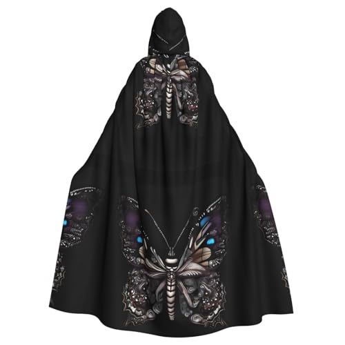 DLXW Science Butterfly Kapuzenumhang für Erwachsene – 100% Polyester, bequem und langlebig, perfekt für Halloween, Cosplay, Kostümpartys, Bühnenauftritte von DLXW