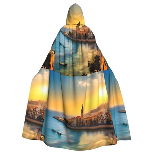 DLXW Sonnenuntergang in Barcelona Kapuzenumhang für Damen und Herren von DLXW