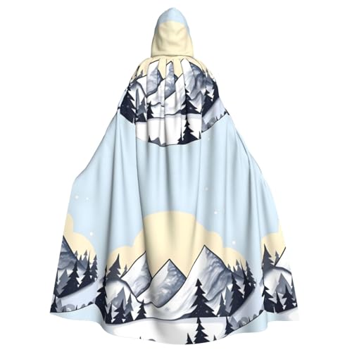 DLXW Weißer Schneeberge Kapuzenumhang für Erwachsene – 100% Polyester, bequem und langlebig, perfekt für Halloween, Cosplay, Kostümpartys, Bühnenauftritte von DLXW
