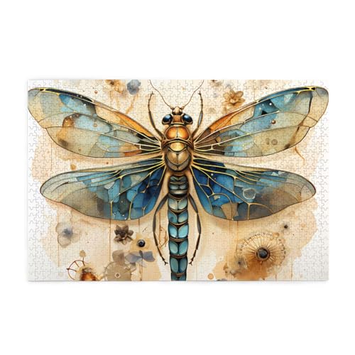 Goldene zarte Libelle auf gelbem Hintergrund Erwachsene Holzpuzzle 1000 Teile für das perfekte visuelle Fest! 1000 Teile Goldene zarte Libelle auf gelbem Hintergrund Erwachsene Holzpuzzle 1000 Teile für das perfekte visuelle Fest! 1000 Teile von DLXW