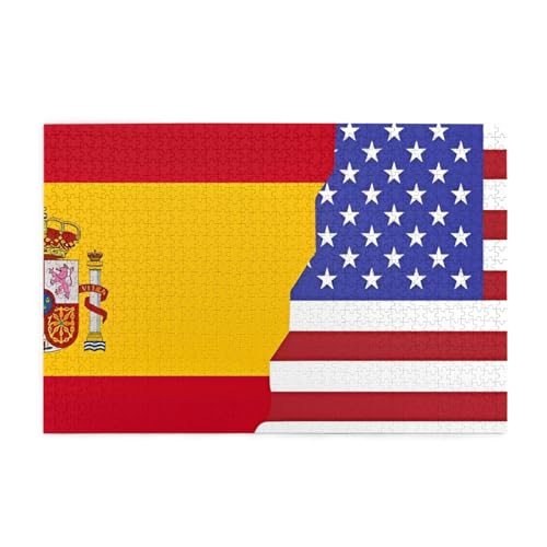 Holzpuzzle mit amerikanischer Spanien-Flagge, 1000 Teile, für das perfekte visuelle Fest, 1000 Teile Holzpuzzle mit amerikanischer Spanien-Flagge, 1000 Teile, für das perfekte visuelle Fest, 1000 Teile von DLXW