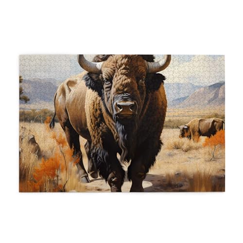 North American Bison Herd Adult Wooden Jigsaw Puzzle 1000 Pieces for The Perfect Visual Feast! 1000pcs von DLXW