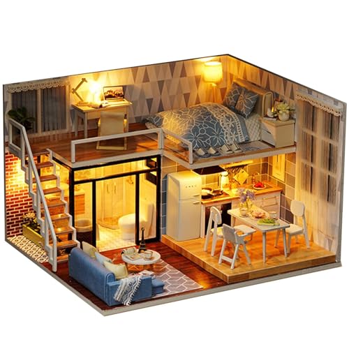 2 Pcs Miniature House Kit, Tiny House Kit,Tiny House Kits DIY Craft Gifts for Adults and Children to Build with Lights Christmas/Birthday Gifts von DMAIS
