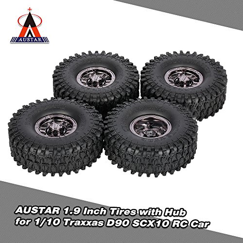 AUSTAR AX5020F 1,9 Zoll 120 mm Reifen Metall Electroplated Hub 1/10 Traxxas Redcat Scx10 Axial TF2 Rock Crawler (Dunkelgrau) von DMLENGOIN