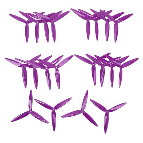 DMLENGOIN 10 Paar 7040 3-Blatt-Propeller aus Polycarbonat, Leichter Ersatz-Tri-Blatt-Propeller für FPV-Drohnenfliegen (Purple) von DMLENGOIN