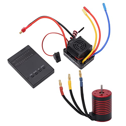 DMLENGOIN 3650 bürstenloser Motor 60A ESC -Programmierkarte Combo Set Accessoire RC -Auto Aluminiumlegierung CNC Bearbeitung Großartige Wärme -Dissipation Fernbedienung Autos (4500KV) von DMLENGOIN