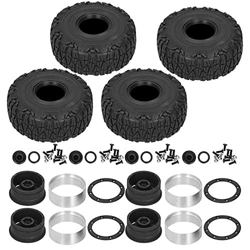 DMLENGOIN 4Set Fernbedienung 123 mm Reifenrad -Hub -Teile 4 SCX10 1/10 RC -Auto Starke Polsterung breiter Reifen Stabilität einfach (Schwarz) von DMLENGOIN