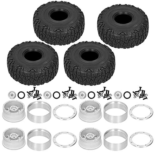 DMLENGOIN 4Set Fernbedienung 123 mm Reifenrad -Hub -Teile 4 SCX10 1/10 RC -Auto Starke Polsterung breiter Reifen Stabilität einfach (Silber) von DMLENGOIN