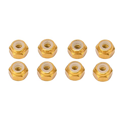 DMLENGOIN 8pcs Aluminiumlegierung Lock -Lock -Nylon -Auskleidung M2 Hex -Verriegelungsmutter für axiale SCX24 1/24 RC (Gold) von DMLENGOIN