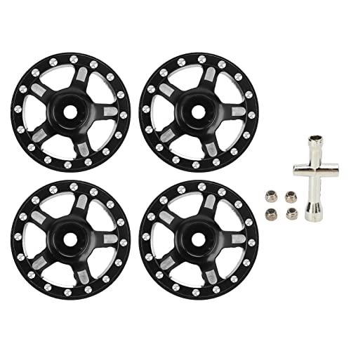 DMLENGOIN Aluminiumlegierung RC Car Hub Set M2 Anti -Skid -Nuss und Kreuzschlüssel Axial SCX24 1/24 Modellauto -Autozubehör Skalierungen (Schwarz) von DMLENGOIN