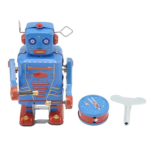 DMLENGOIN Clockwork Drumming Roboter Spielzeug Tinplate Retro handgefertigte Trommel -Roboter für Kinder Erwachsene Kollektion von DMLENGOIN