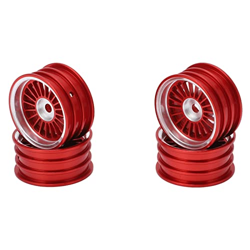 DMLENGOIN Felge aus Aluminiumlegierung, 4 Stück, 1,0 Zoll Durchmesser, Maßstab 1:24, RC-Auto, 7 mm Radsechskant, SCX24 90081 (Rot) von DMLENGOIN