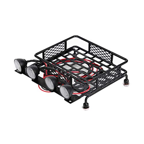 DMLENGOIN LED Light Runde kleine Dachregal Gepäckträger RC -Dachregal mit Licht für axiale SCX10 1/10 RC -Auto (4 White) von DMLENGOIN