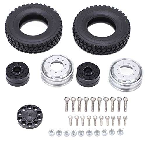 DMLENGOIN Metall -Vorderrad -Hub -Gummi -Reifen 1/14 RC -LKW -LKW -Auto Stabile Reparaturgeräte Verbesserung der Leistung feine Arbeit Easy Installation (Black) von DMLENGOIN