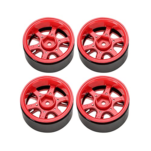 DMLENGOIN Metall Wheel Rand Hubs RC -Zubehör einfach installieren cool realistische 4 axiale scx10 1/10 Crawler Car (Rot) von DMLENGOIN