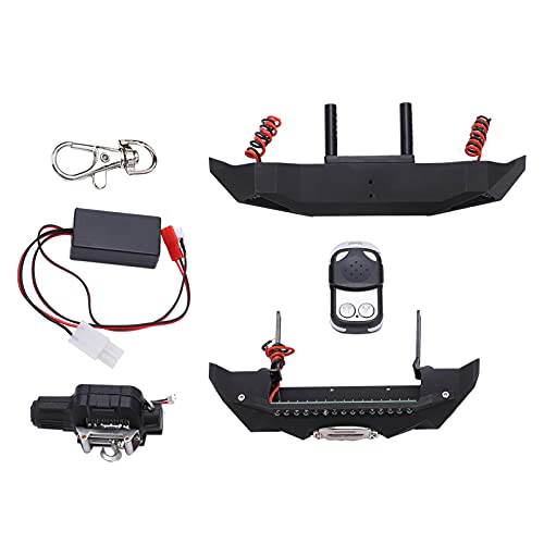 DMLENGOIN RC -Auto Metall Vordere Heckstoßstange mit Winchhalterzubehör Kletterwagen SCX10 4 1/10 Upgrade LED -Leuchten Material von DMLENGOIN